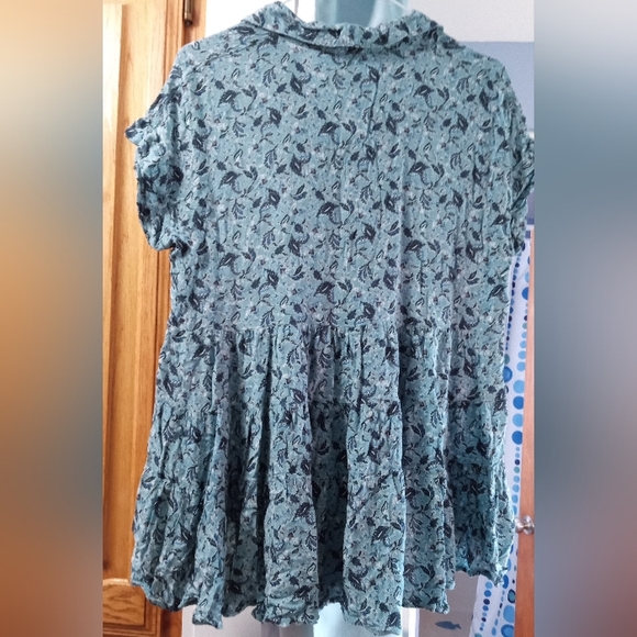 #134 Jane and Delancey Teal Floral Blouse - Picture 3 of 3